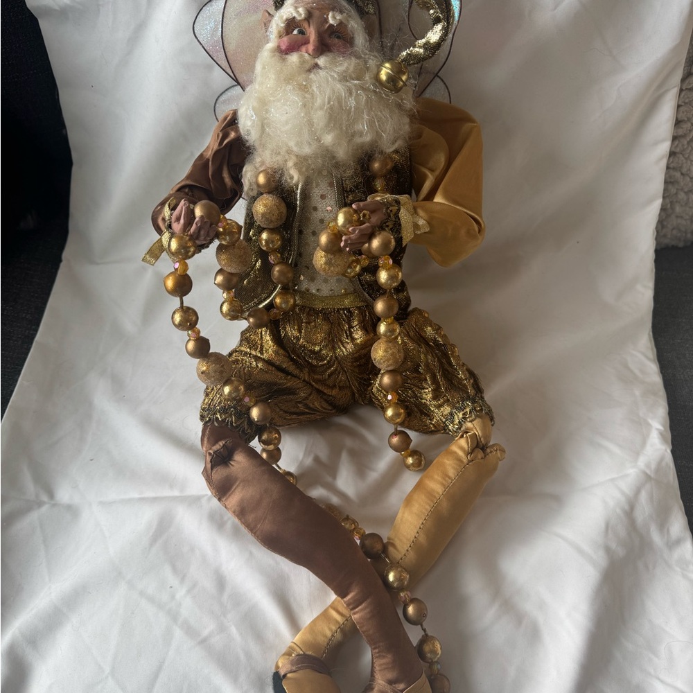 Mark Roberts Gold and Brown Holiday Santa with Beads